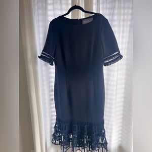 Lela Rose Blue dress with lace and tassels